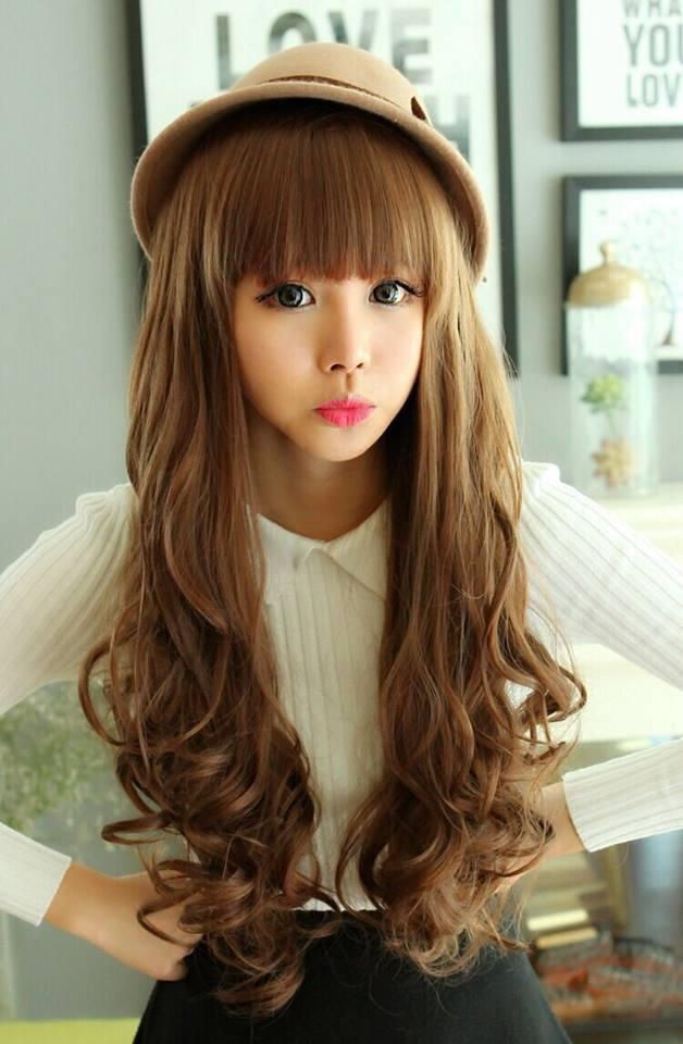 Tóc giả nữ nguyên đầu cao cấp làm bằng tơ mềm mượt như tóc thật (màu vàng) + tặng kèm lưới