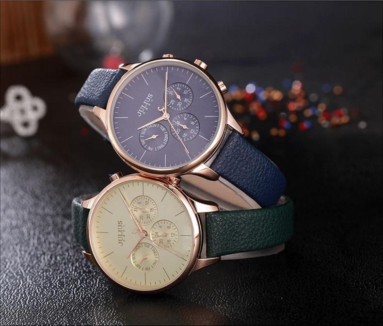 ĐỒNG HỒ NỮ JA-952E JULIUS HÀN QUỐC DÂY DA (XANH LÁ)