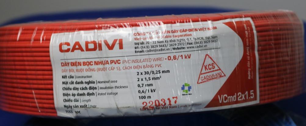 [HCM]Dây điện đôi mềm Cadivi 2x1.5 (2x30)100 mét