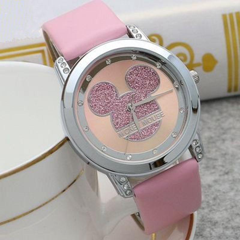 Anime Jam Quartz Mode Jenama Kartun Menonton Kanak-kanak Jam Tangan Berlian Kristal Mickey Mouse untuk Jam Pelajar Dropshipping! !!