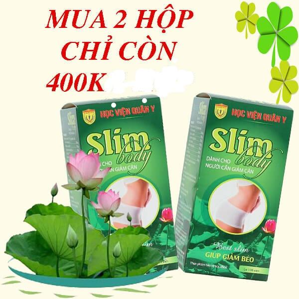 [HCM]Bộ 2 hộp viên uống giảm cân Slim Body SlimBody Học Viện Quân Y 100 viên dành cho người cơ địa khó giảm
