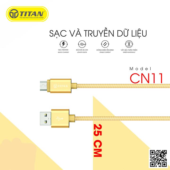 [HCM]Cáp dù sạc nhanh Micro USB siêu ngắn 25cm TITAN CN11