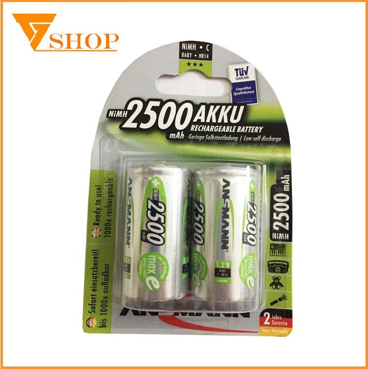 Combo 2 vỉ pin sạc trung C Ansmann 2500mAh (1 vỉ 2 viên)