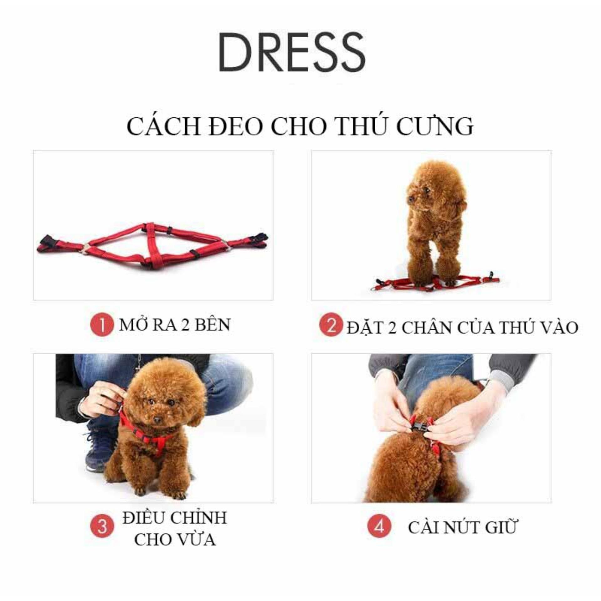 [HCM]Dây dắt chó loại tốt - Dây dắt chó ôm ngực - Dây dắt 005 Size M