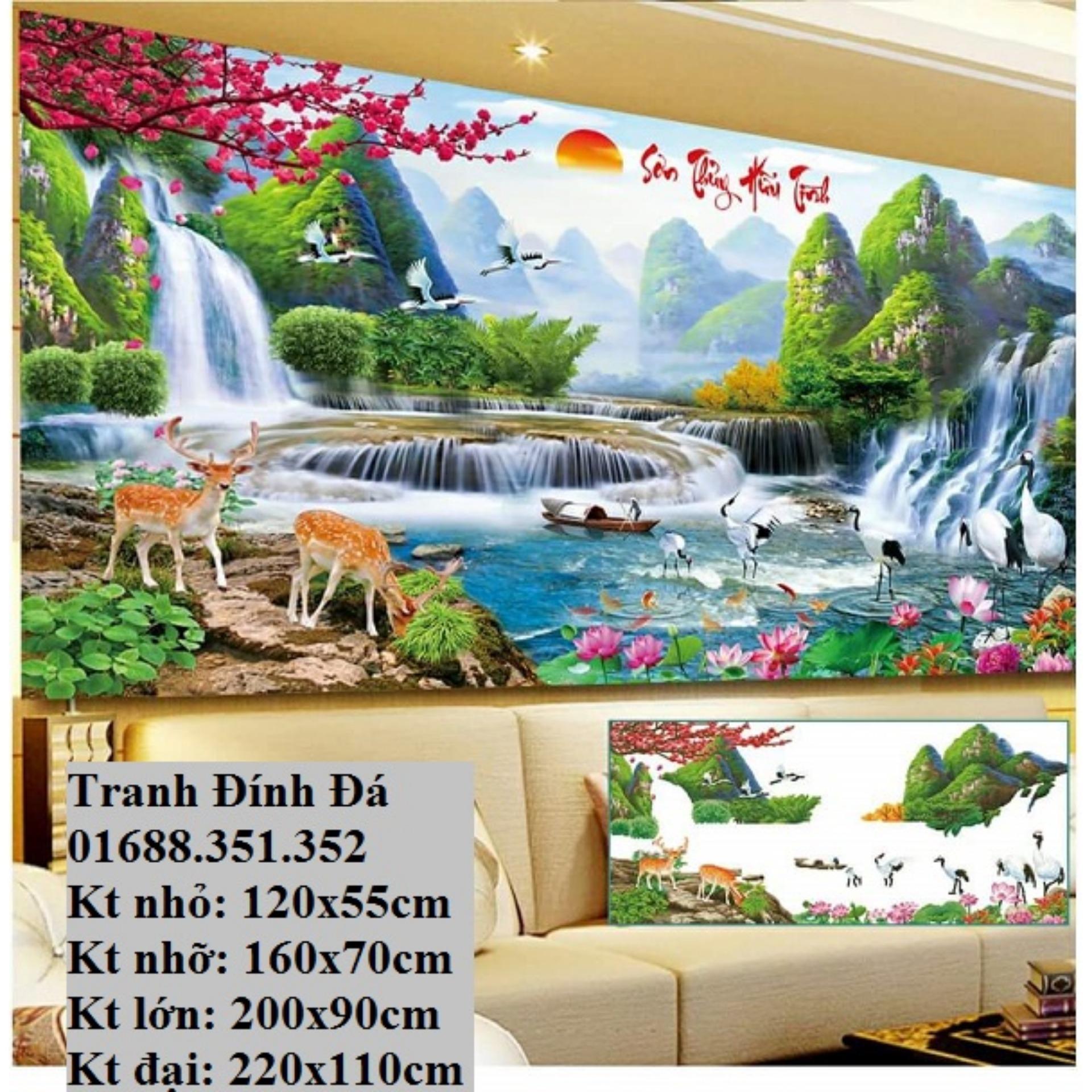 Tranh đính đá Sơn thủy hữu tình Y8076 160x70cm