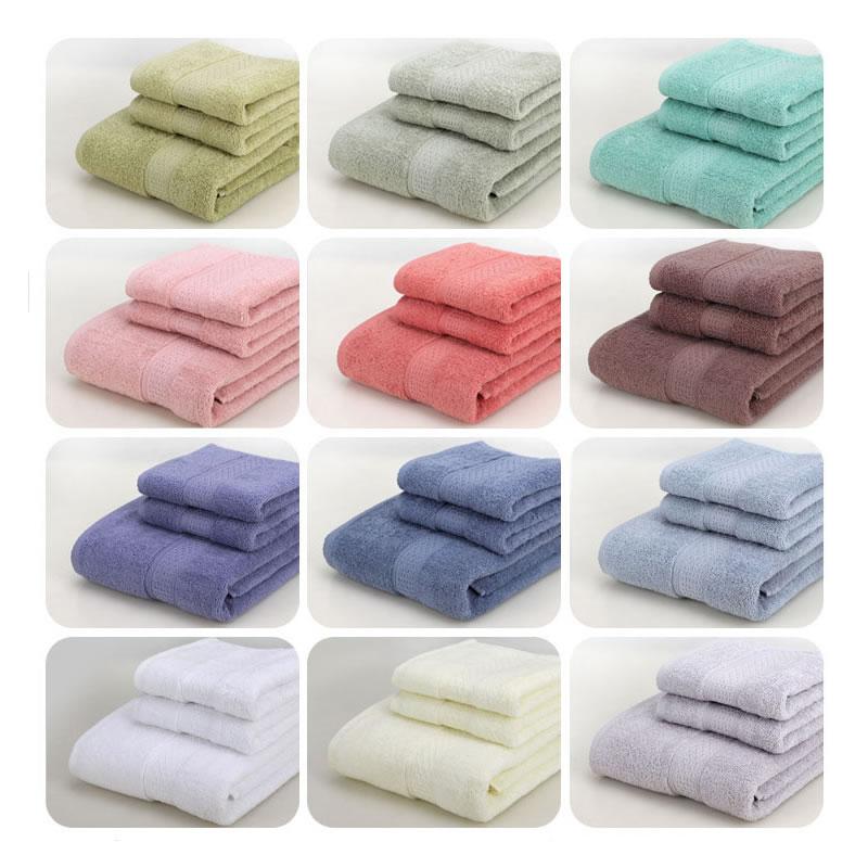 Hua Sợi 100% Cotton Đồng Bằng Ba Mảnh Phù Hợp Với Bộ Khăn Khăn Mặt