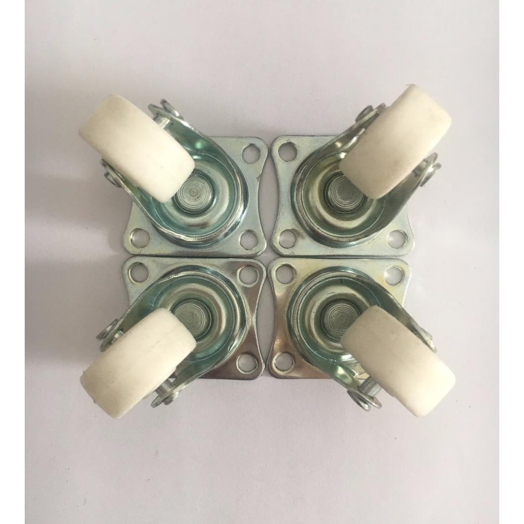 Bộ 4 bánh xe nhựa trắng xoay cao cấp ø20 - không khóa