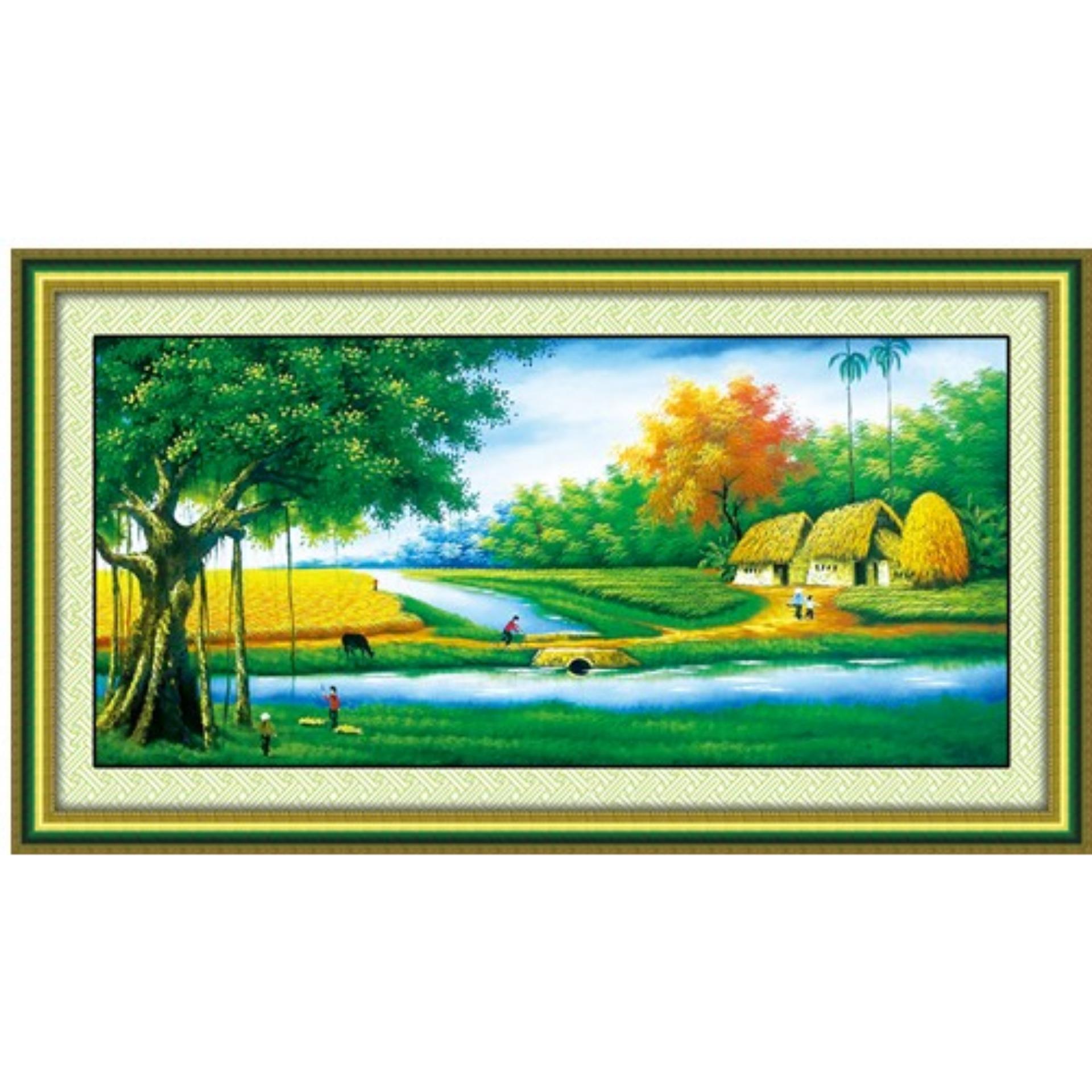 Tranh thêu chữ thập phong cảnh đồng quê DLH-223016-Bảo Ngọc