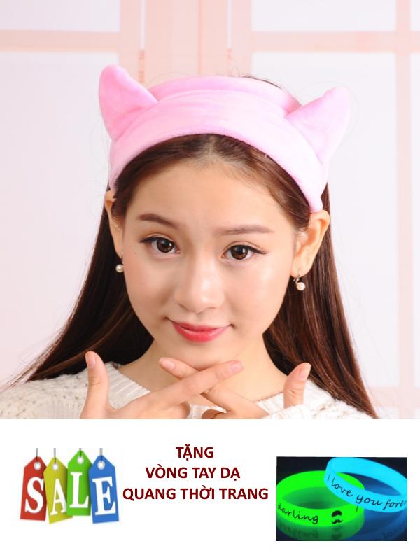 [HCM]Băng Đô Cài Tóc Tai Thỏ Dễ Thương Nhất ( hồng ) + Tặng vòng tay dạ quang thời trang
