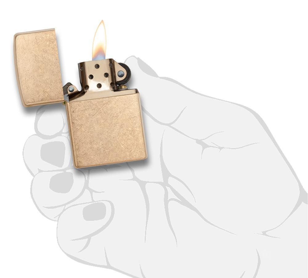 Zippo Armor Tumbled Brass Lighter 28496