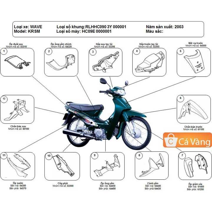 Dàn áo xe máy Wave 100, Anpha 2002 Nhựa ABS ghi màu ĐỎ CỜ