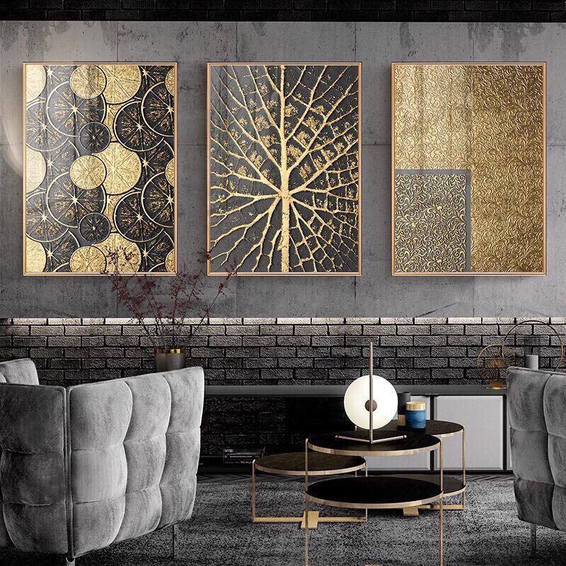 Tranh dán tường 3D giả đồng nghệ thuật - Tranh décor phòng khách, phòng ngủ phong cách hiện đại