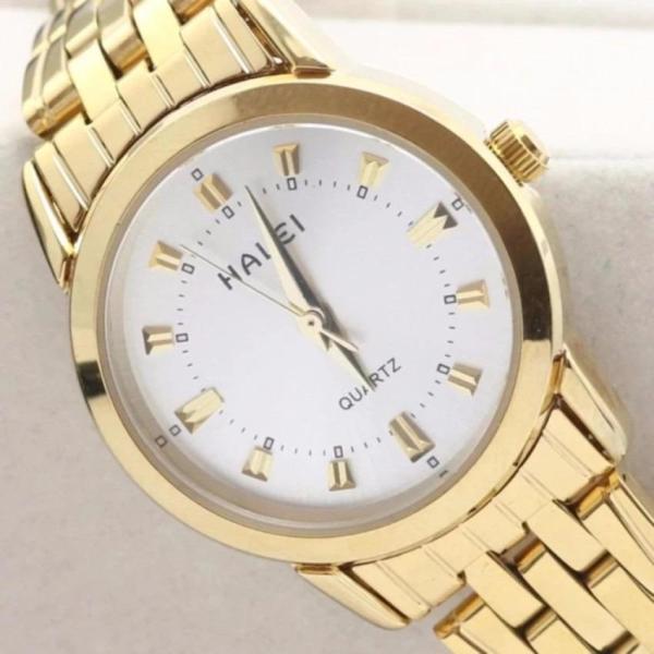 Đồng hồ nữ Halei 501 dây thép mặt trắng chống nước chống xước