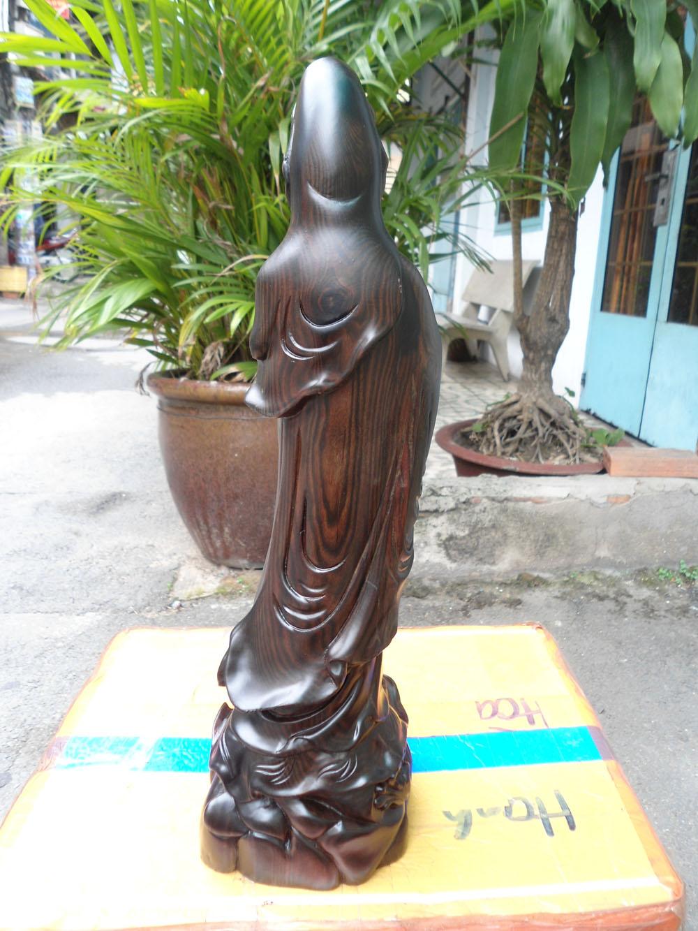 Tượng Phật Bà Quan Âm gỗ mun cao 40cm