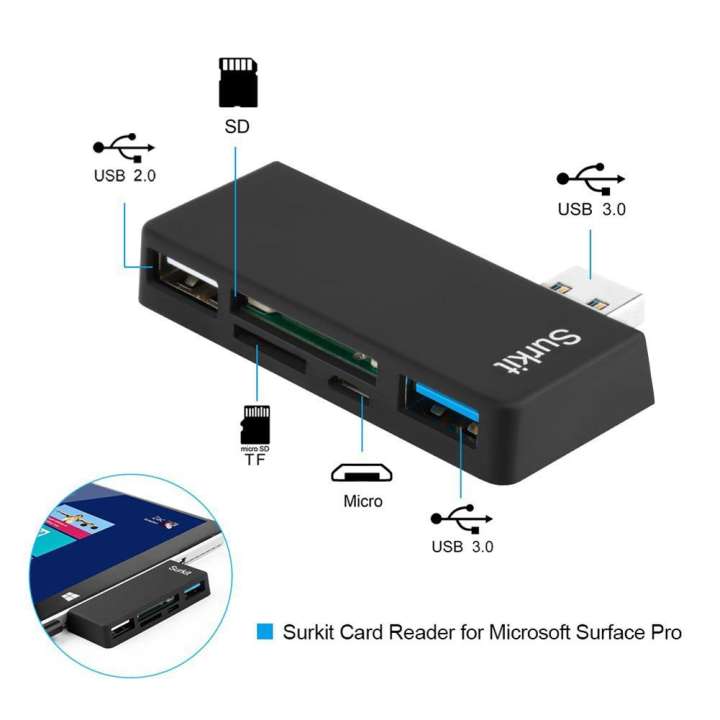 Tm For Microsoft Surface Pro 3 4 High Speed Usb 3 0 Transport And Usb 2 0 For Mouse Or Keyboard With Sd Hc Card Slot And Tf Card Reader Lazada