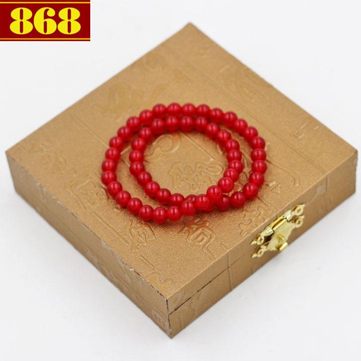 Vòng chuỗi quấn đôi đá thạch anh đỏ DD17 kèm hộp gỗ
