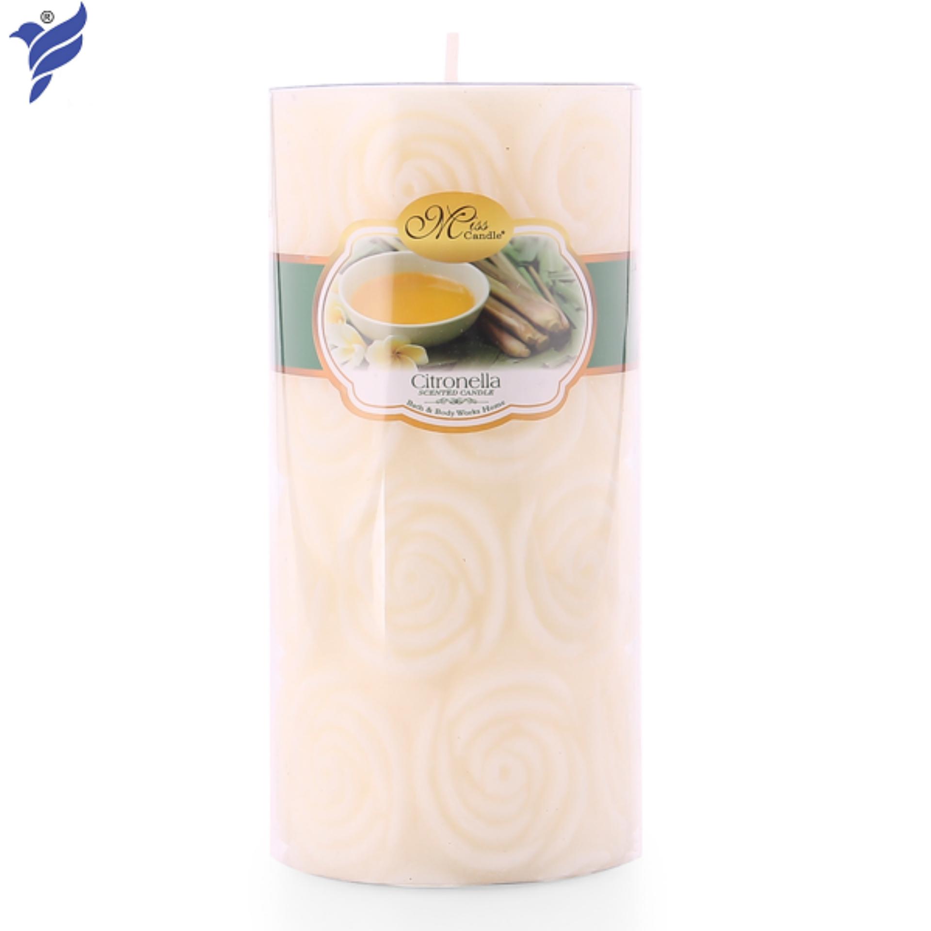 Nến thơm décor hoa hồng D7H15 Miss Candle MIC0277.HH 7 x 15 cm (Vàng nhạt, hương sả chanh)
