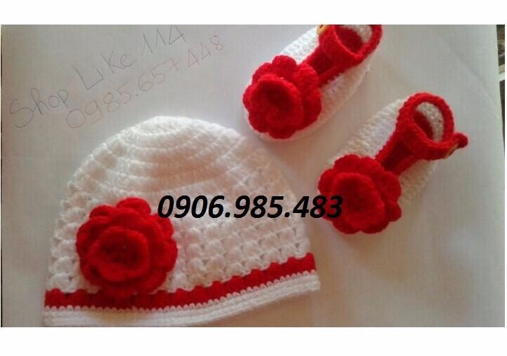 Set mũ và giầy len cho bé từ 0-12 tháng sl004
