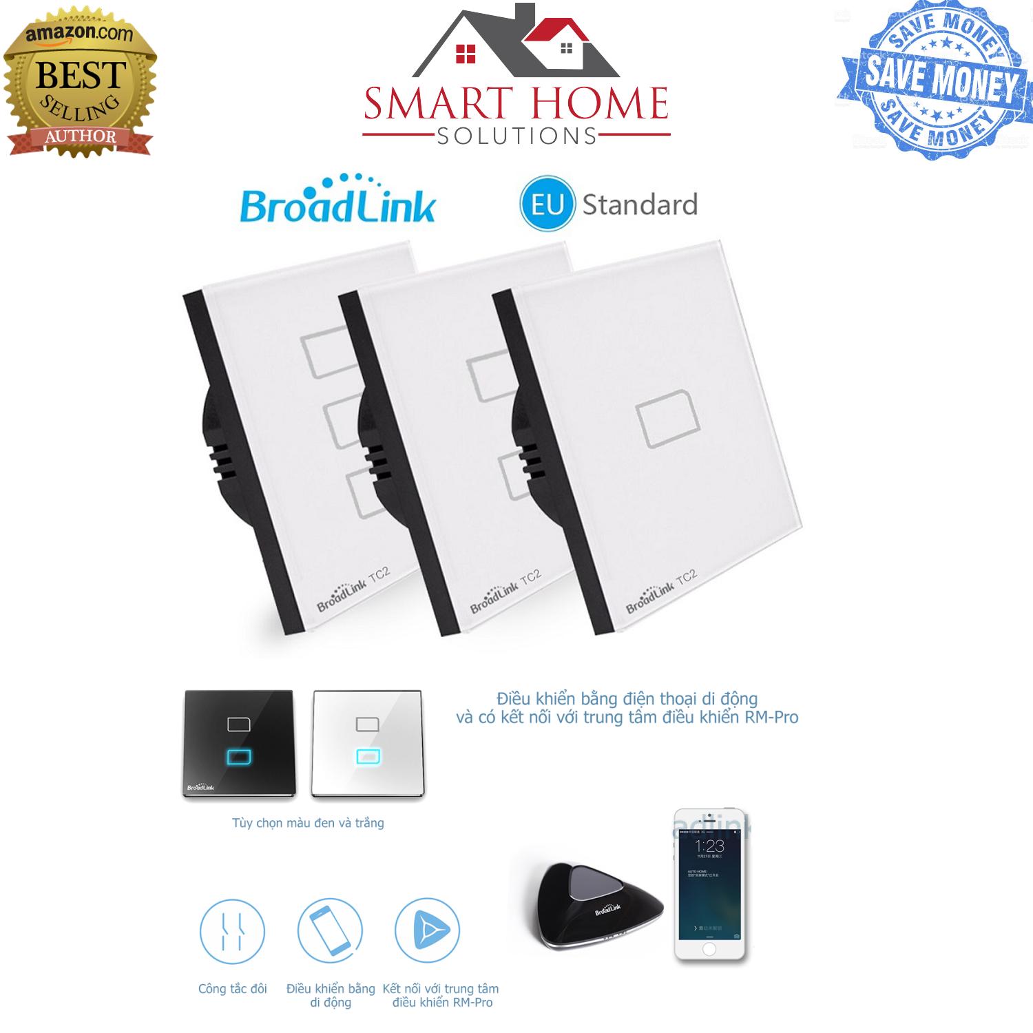Tiết kiệm 40% - Combo 3 Công tắc cảm ứng cho Smarthome điều khiển từ xa của Broadlink TC2 UK/EU - GM1/GM2/GM3 - Mặt Vuông
