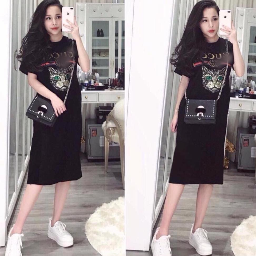 Đầm suông in hình mèo siêu hót