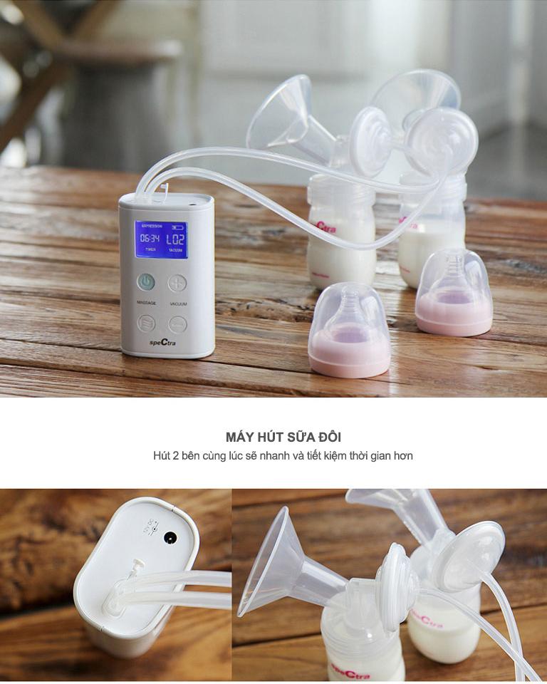 Máy hút sữa điện đôi Spectra 9 plus Made in Korea (có pin sạc tích điện)