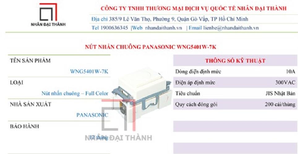 [HCM]Nút nhấn chuông Panasonic WNG5401W-7K