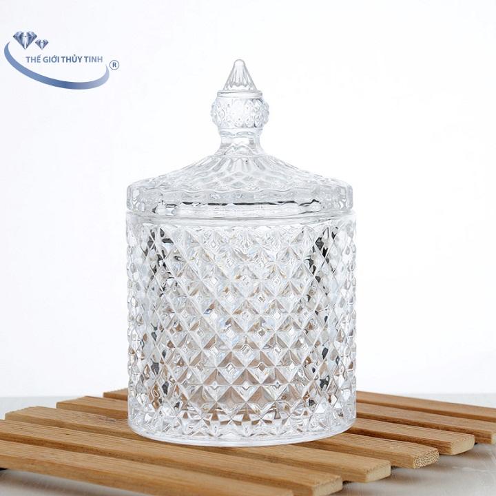 Bộ 4 Thố Mứt Thủy Tinh Pha Lê INDO