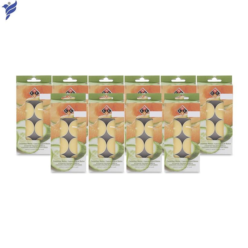 Bộ 10 hộp 80 nến tealight thơm hương cucumber melon FtraMart EDC-CM8T (Vàng)