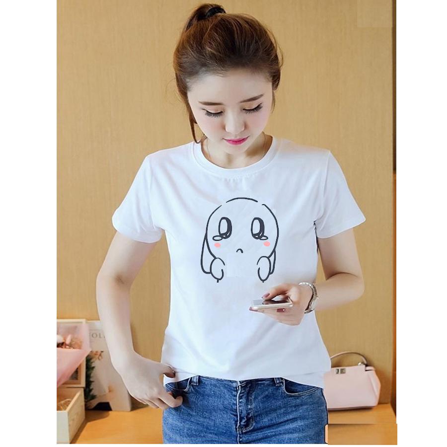 [Hoàn Tiền 15%] Áo thun nữ form rộng in hình thỏ bảy màu ( Trắng )