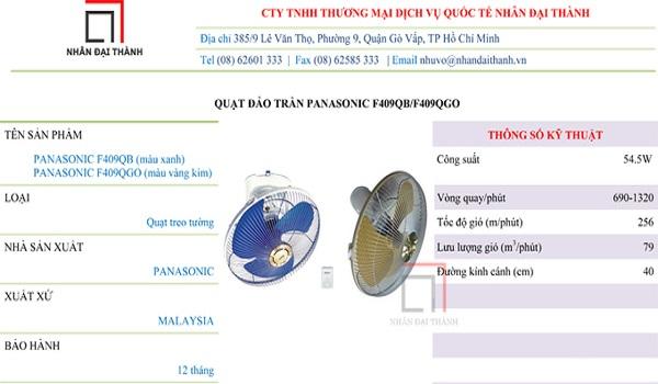 [HCM]Quạt đảo trần Panasonic F-409QB