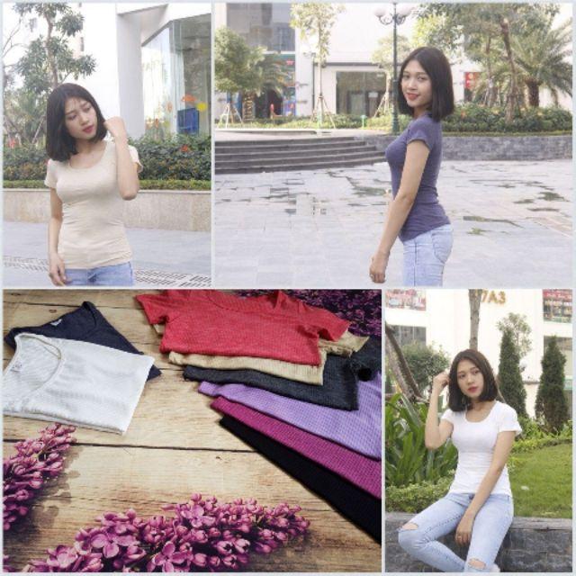 Áo Cộc Tay Len Tăm Body