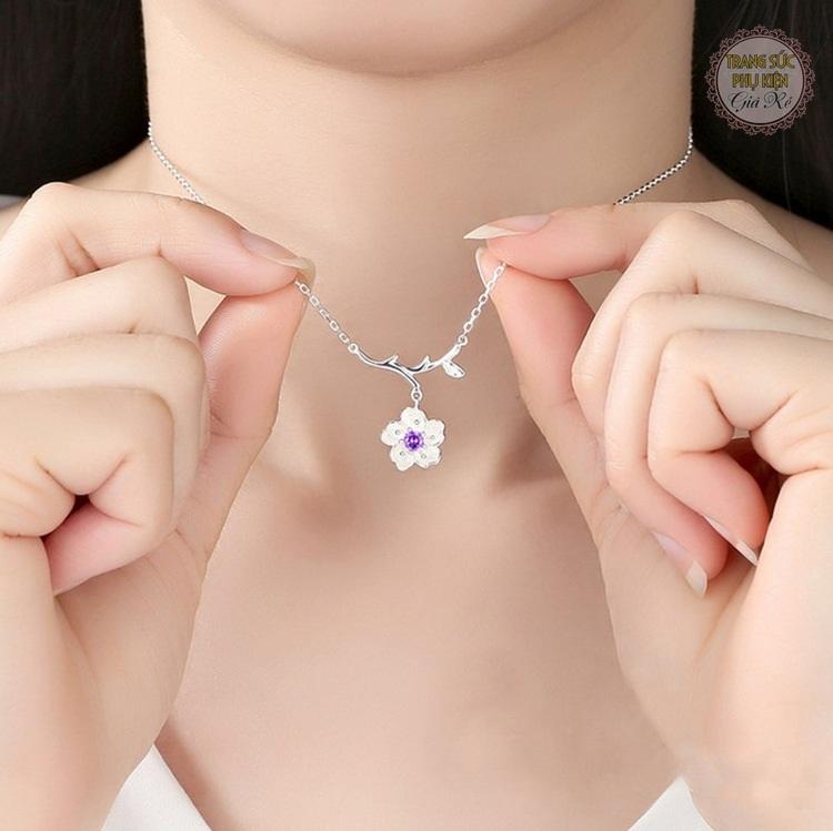 Dây chuyền Hoa Anh Đào nhụy tím DC49