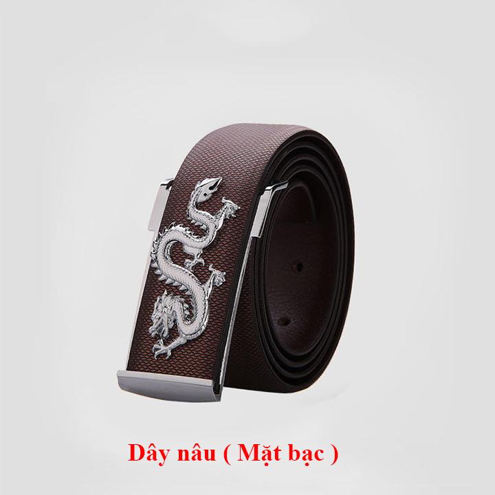 [HCM SHIP NHANH]Thắt lưng nam hình con rồng DN31 (Dây nâu, mặt bạc)