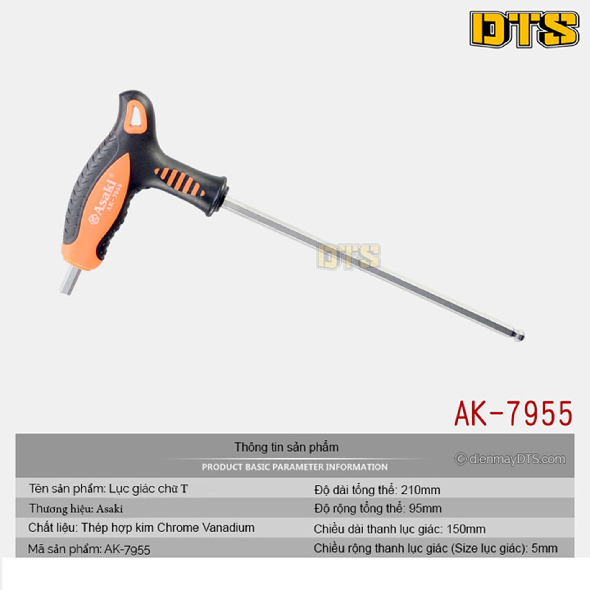 Lục giác bi cầm tay chữ T 5mm Asaki AK-7955