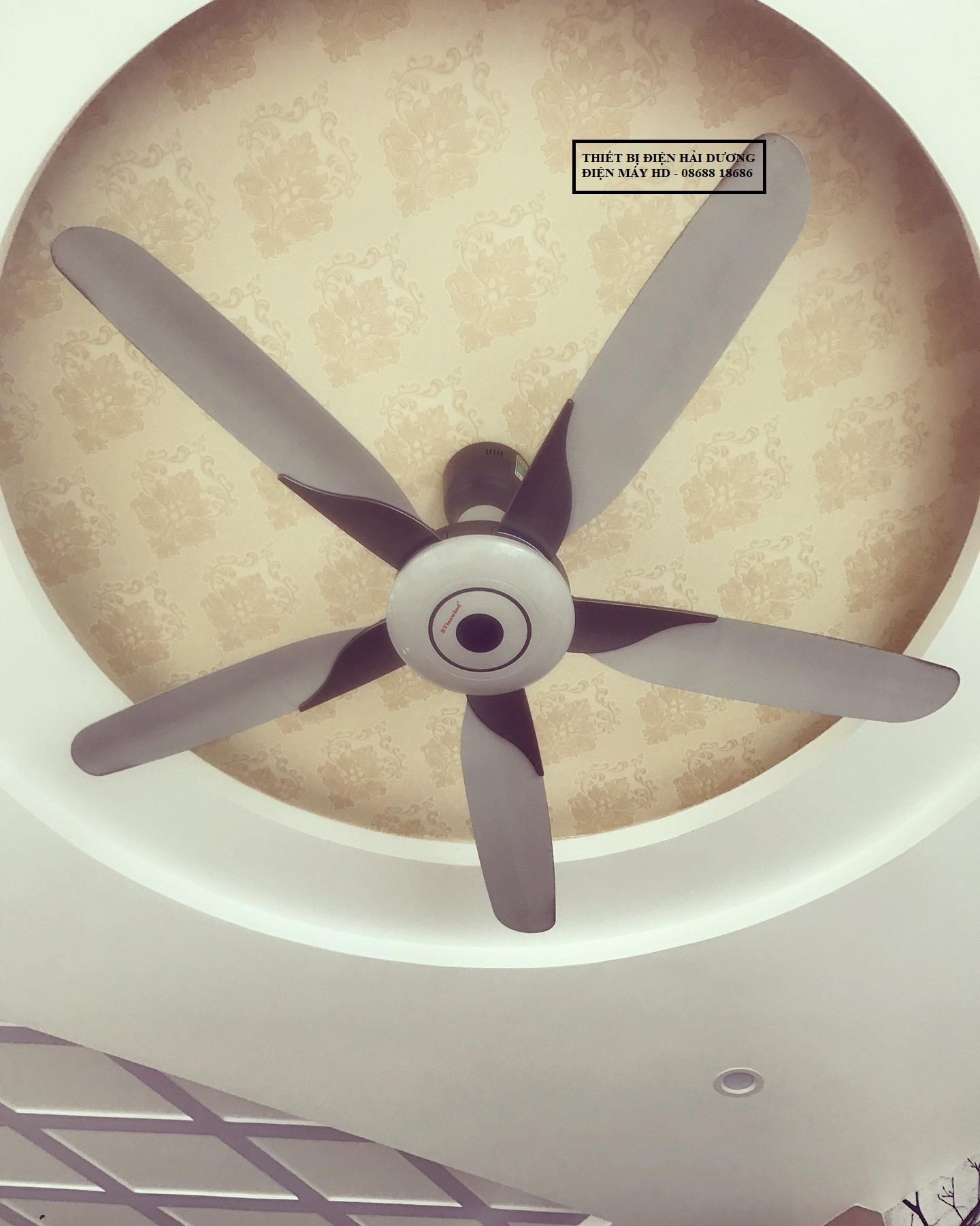 Quạt trần 5 cánh điện cơ thống nhất Vinawind QT 1500X cánh nhôm (Ghi) - Bảo hành 1 năm - Siêu mát tốc độ gió cao có Điều Khiển