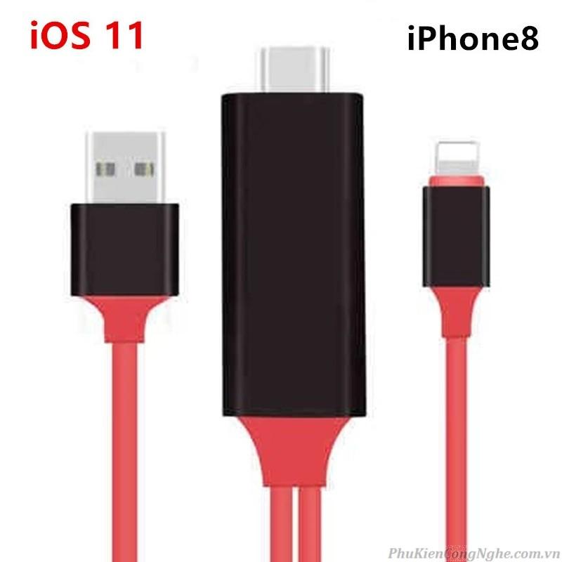 Cáp lightning to hdmi cho iphone / ipad kết nối tivi hỗ trợ iphone 8 ios 11