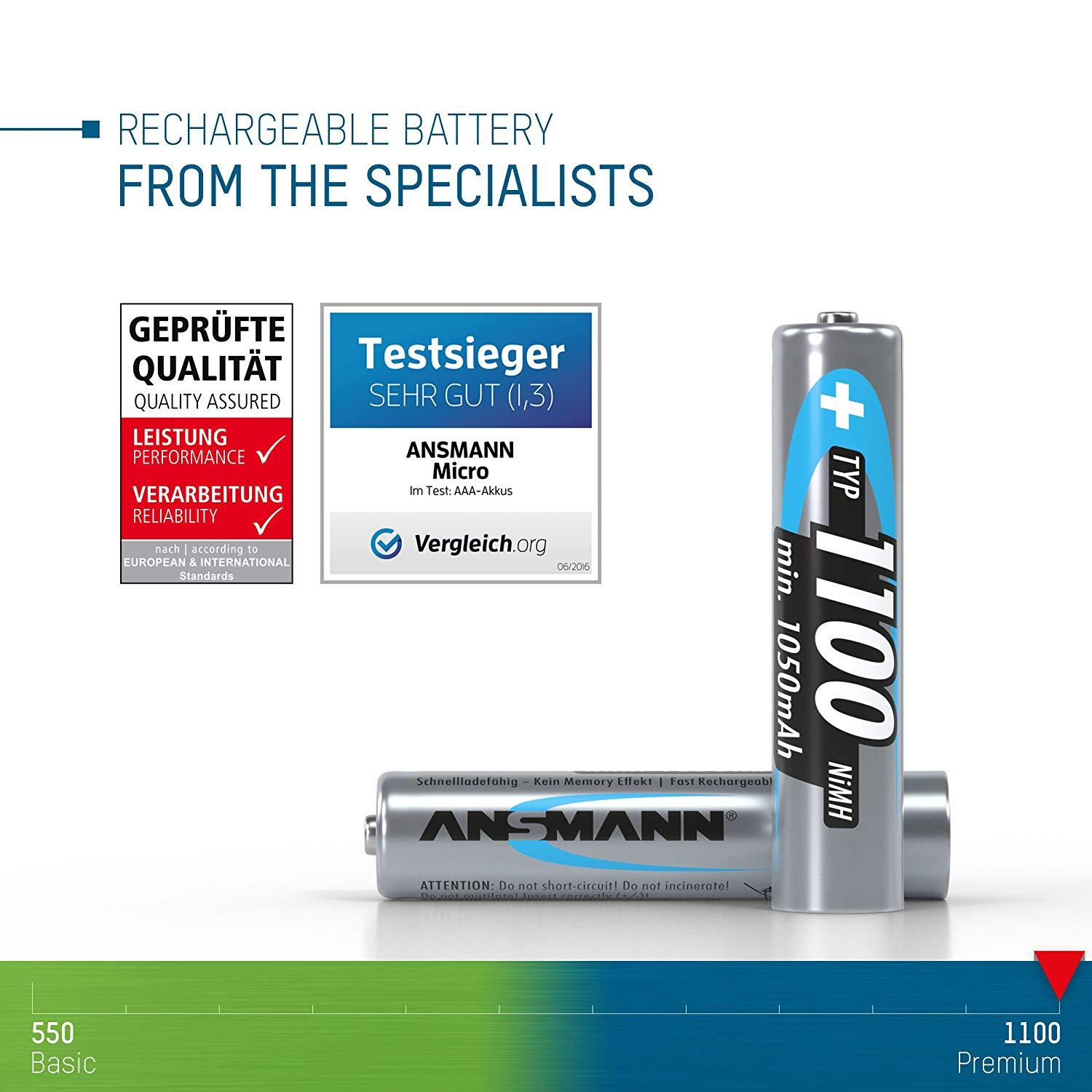 Bộ 4 pin sạc AAA 1100mAh