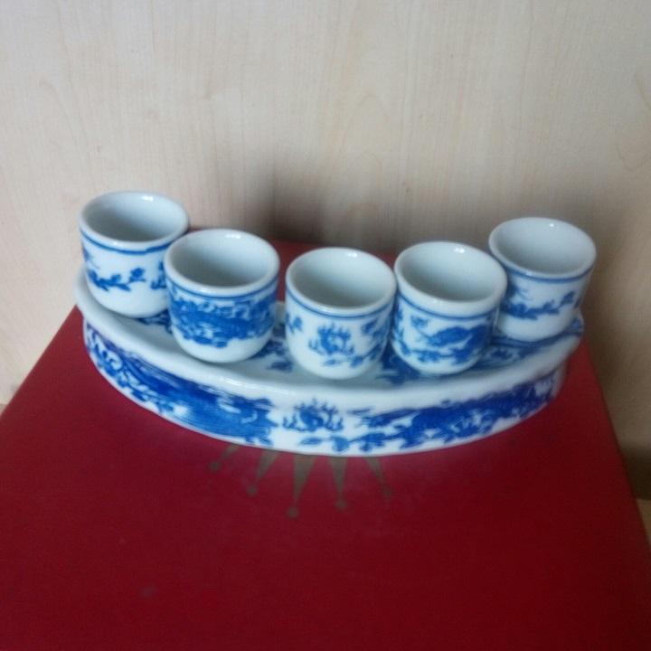Bộ kỷ ban thờ 5 chén, gốm sứ Bát Tràng