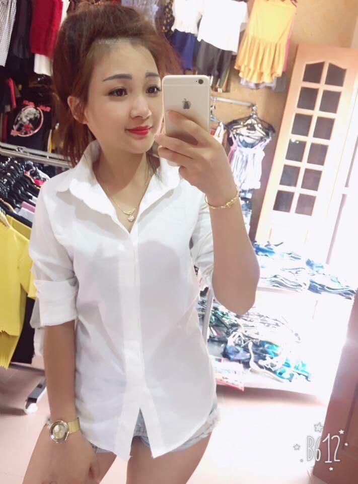 Áo sơ mi nữ trắng đen