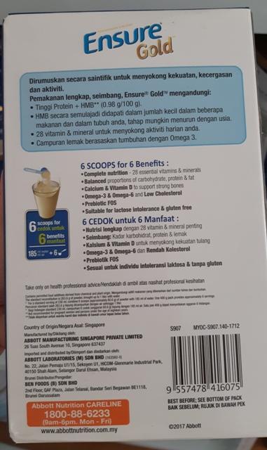 sữa ensure Gold 400g Vanilla- Hộp giấy (Hàng Malaysia)