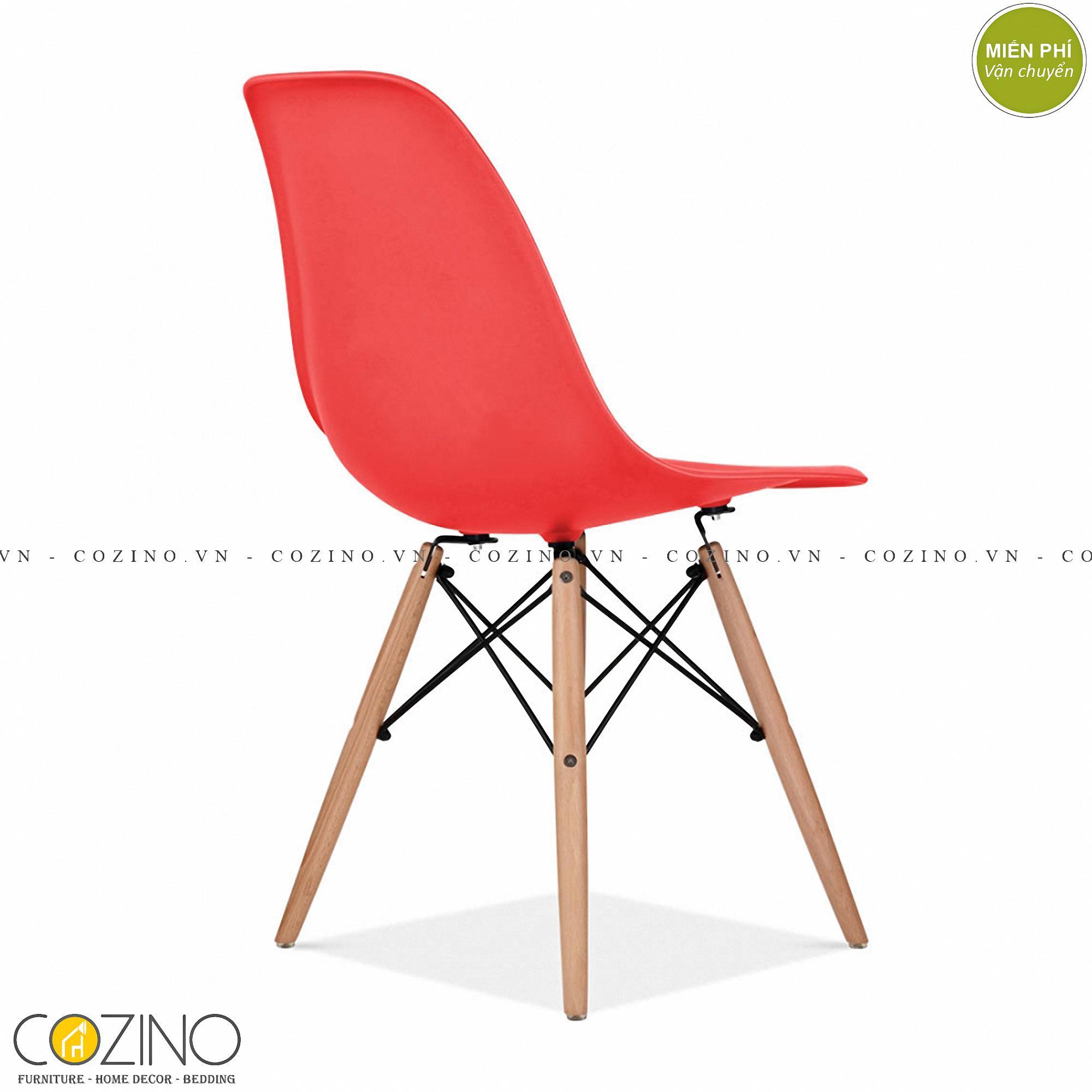 Ghế CZN-Eames màu đỏ chân gỗ