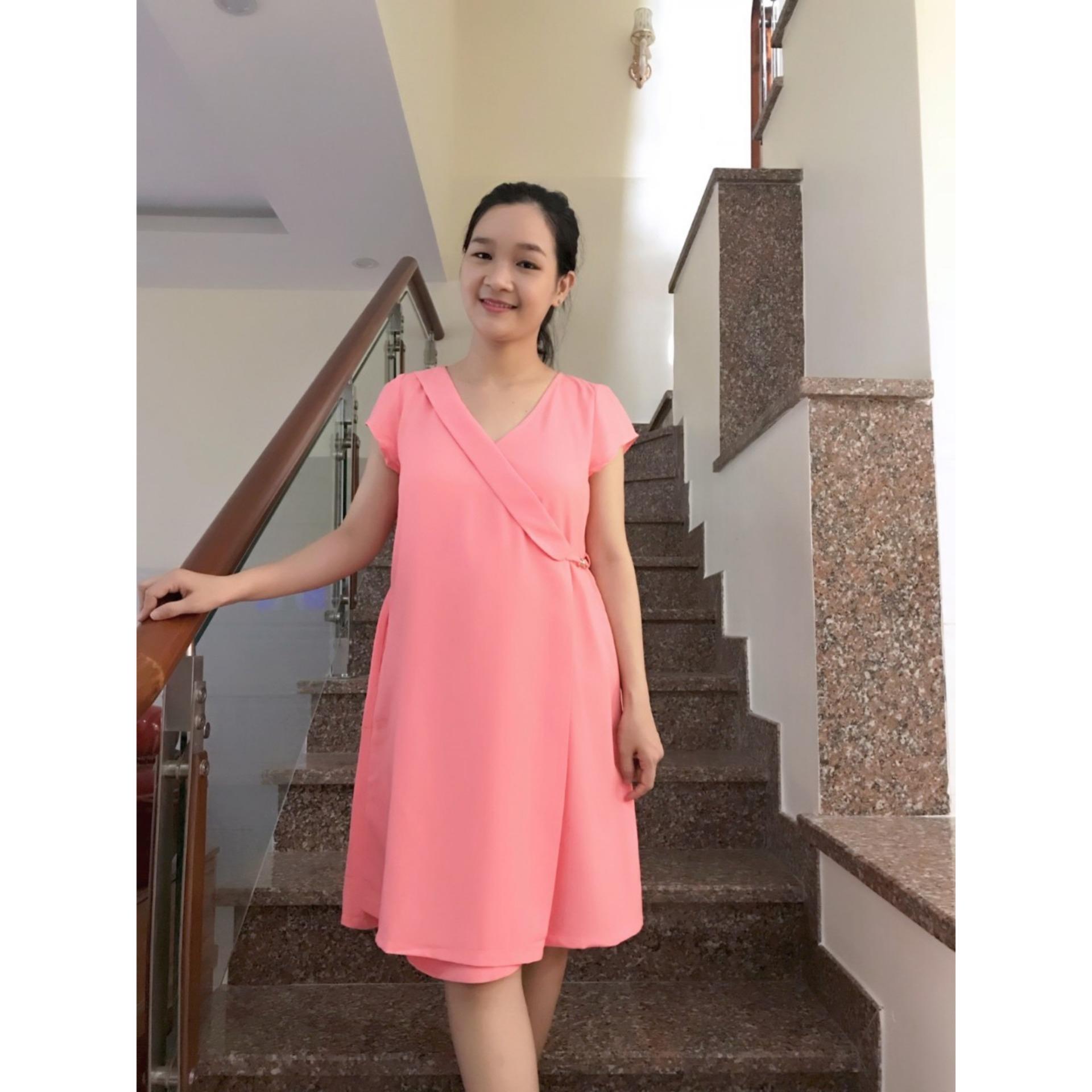 Đầm bầu khoen vest có tay (xanh ngọc)