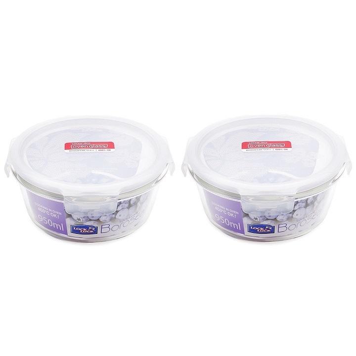 Combo 2 Hộp thủy tinh chịu nhiệt cao cấp Lock&Lock Boroseal LLG861 950ml