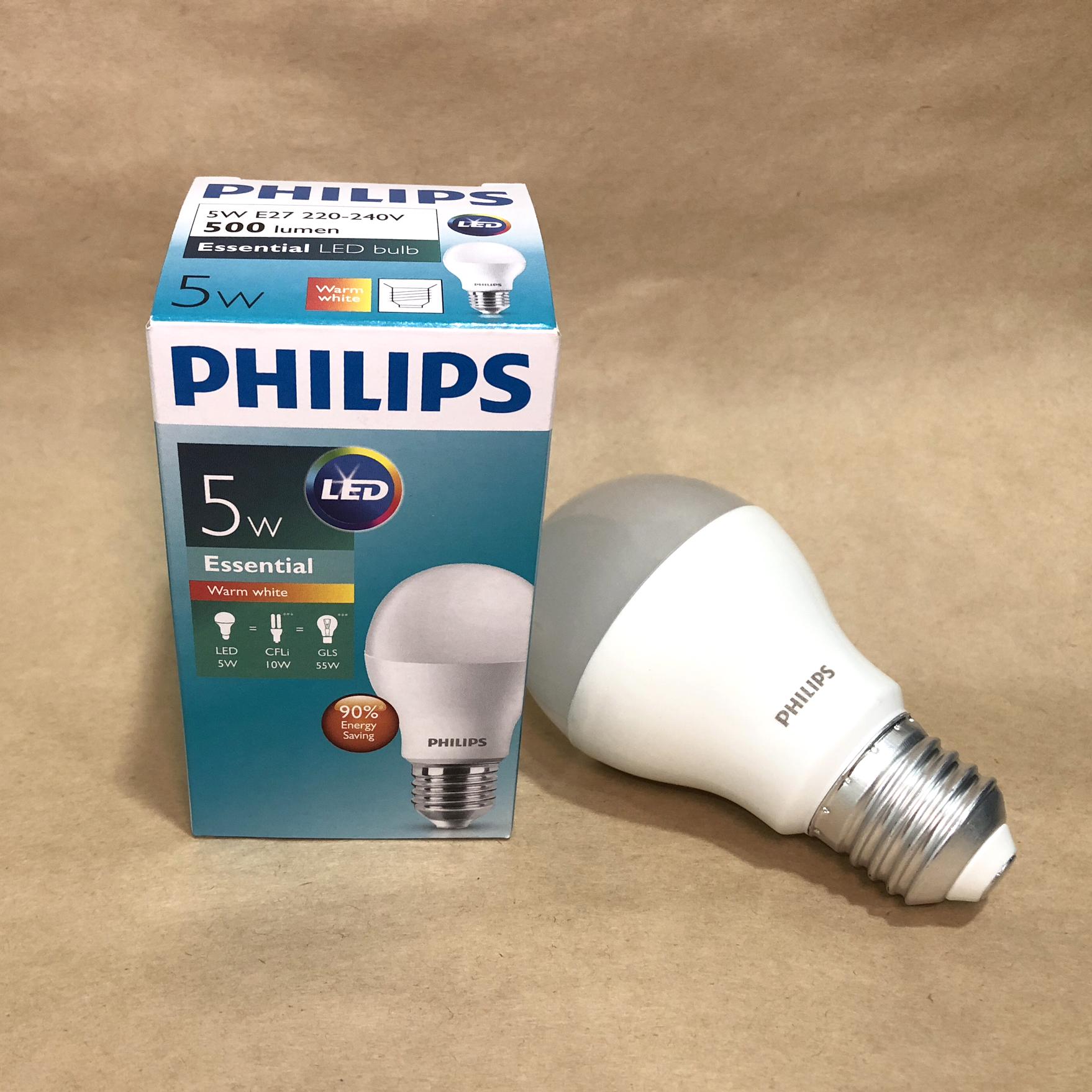 Bóng Philips LED Bulb Essential 5W E27 ( Ánh sáng vàng 3000K)