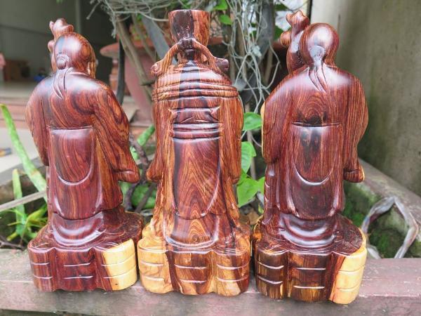 Tượng Tam Đa - Phúc Lộc Thọ gỗ CẨM  ( cao 30cm rộng 12cm sâu 11cm )