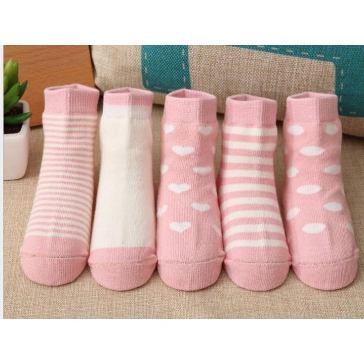 Sét 5 đôi tất cao cổ cho bé trai và bé gái túi zip