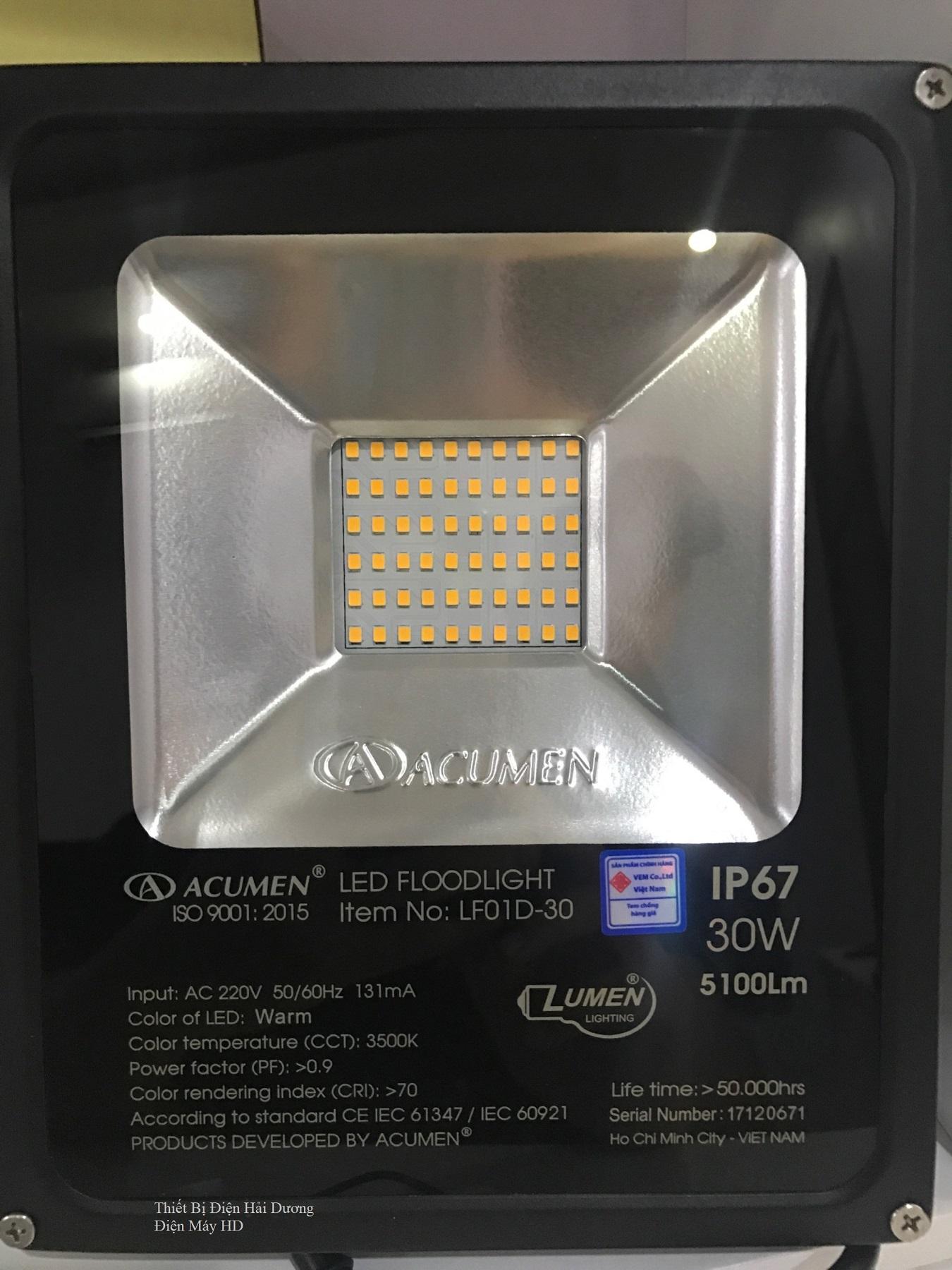Đèn Pha Led Lumen LF01D-30 dùng Hạt Led 30W - BH 3 năm