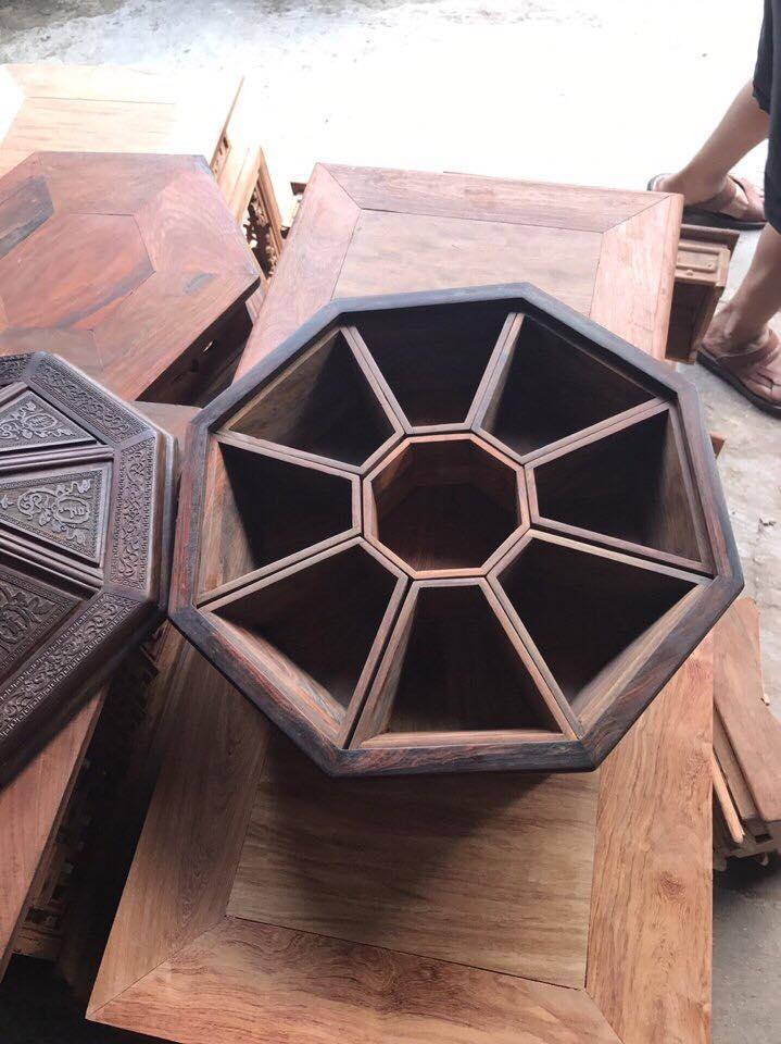 hộp bánh mứt tết 9 ngăn gỗ trắc