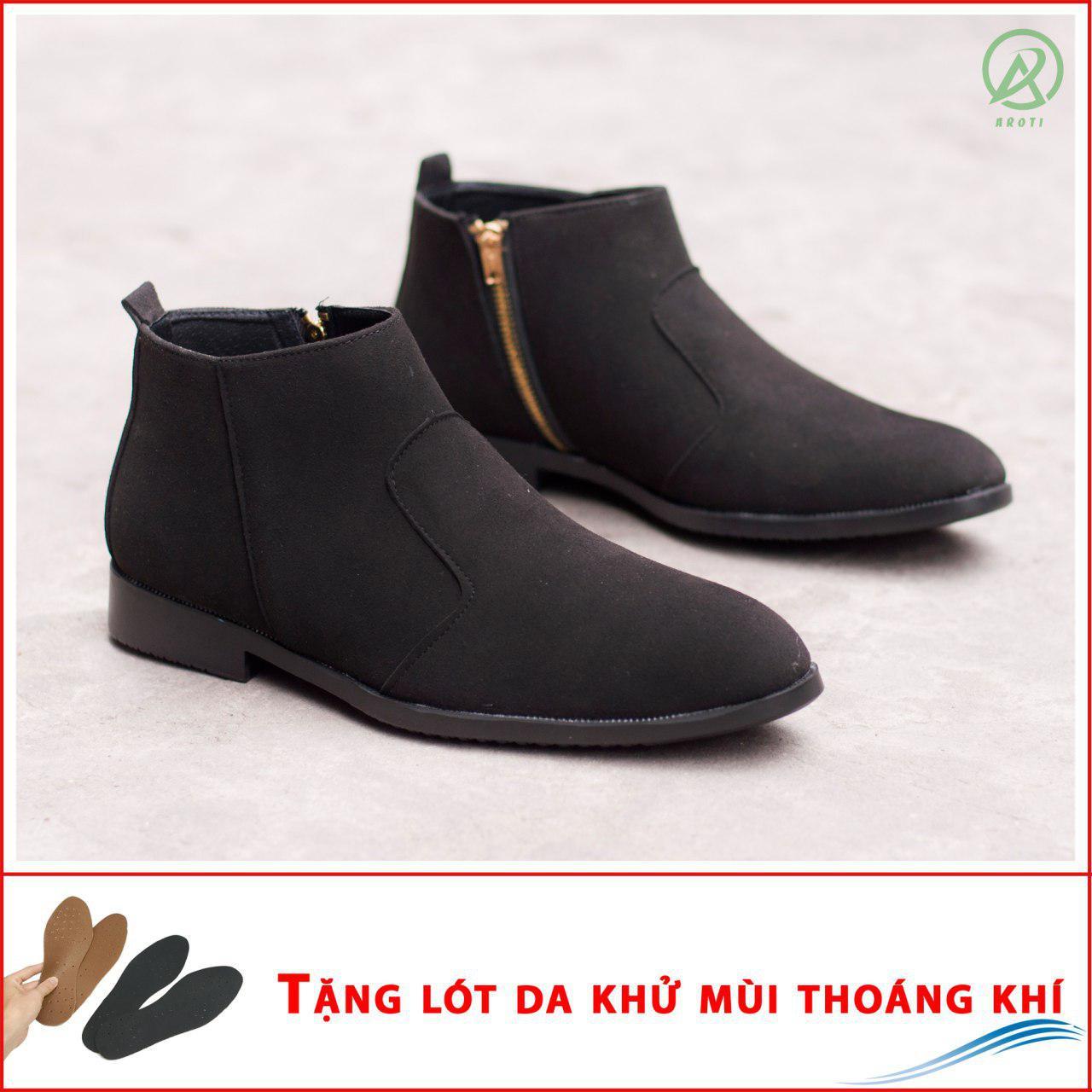 Giày chealsea boot nam kéo khóa đen buck CB521-DENBUCK ( L)