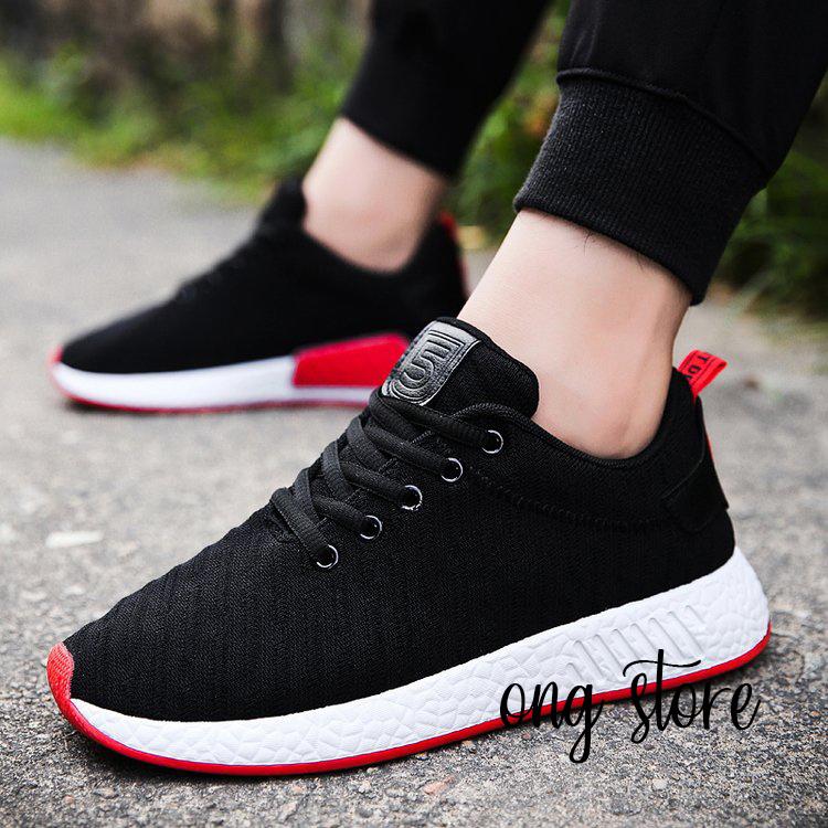 Giày thể thao nam giày sneaker nam gân đen đế đỏ